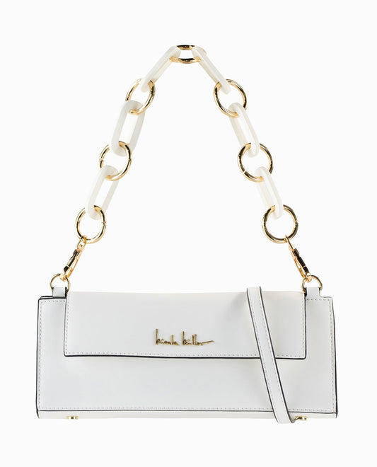 Front View Of Nicole Miller Long Shoulder Bag | NM BRIGHT WHITE