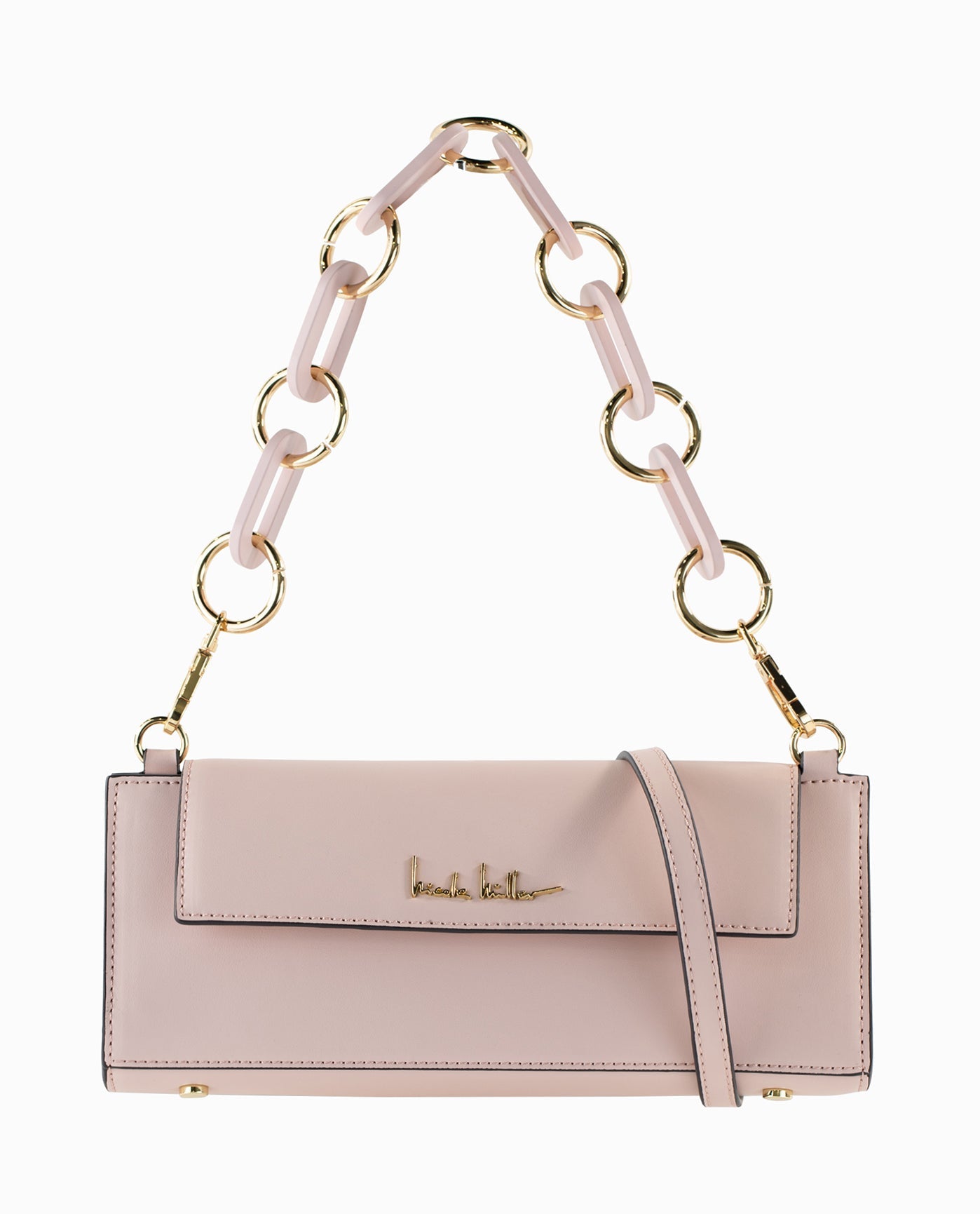 Front View Of Nicole Miller Long Shoulder Bag | NM ROSE SMOKE