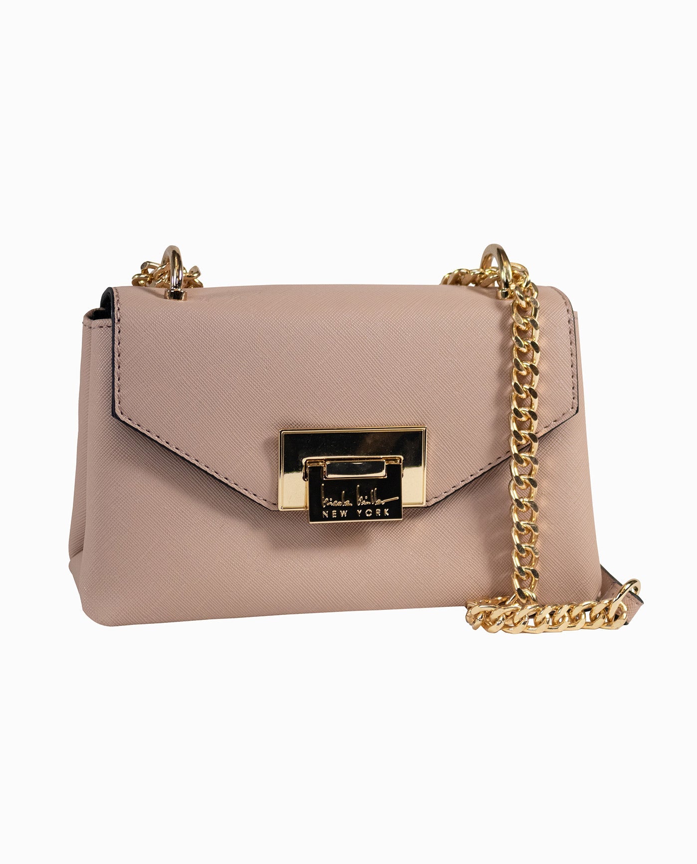 Front View Of Nicole Miller Mini Crossbody | NM NUDE