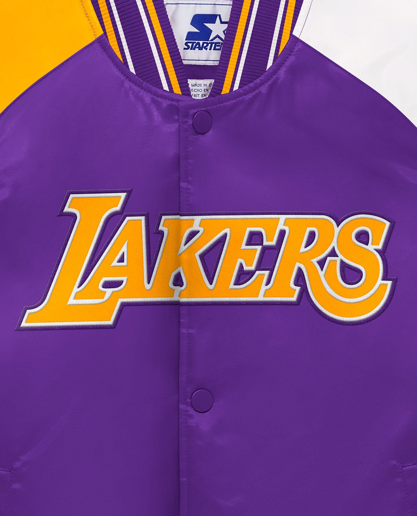 Alternate Detail View of Starter Purple Youth Los Angeles Lakers Varsity Satin Full-Snap Starter Jacket | STR LOS ANGELES LAKERS PURPLE