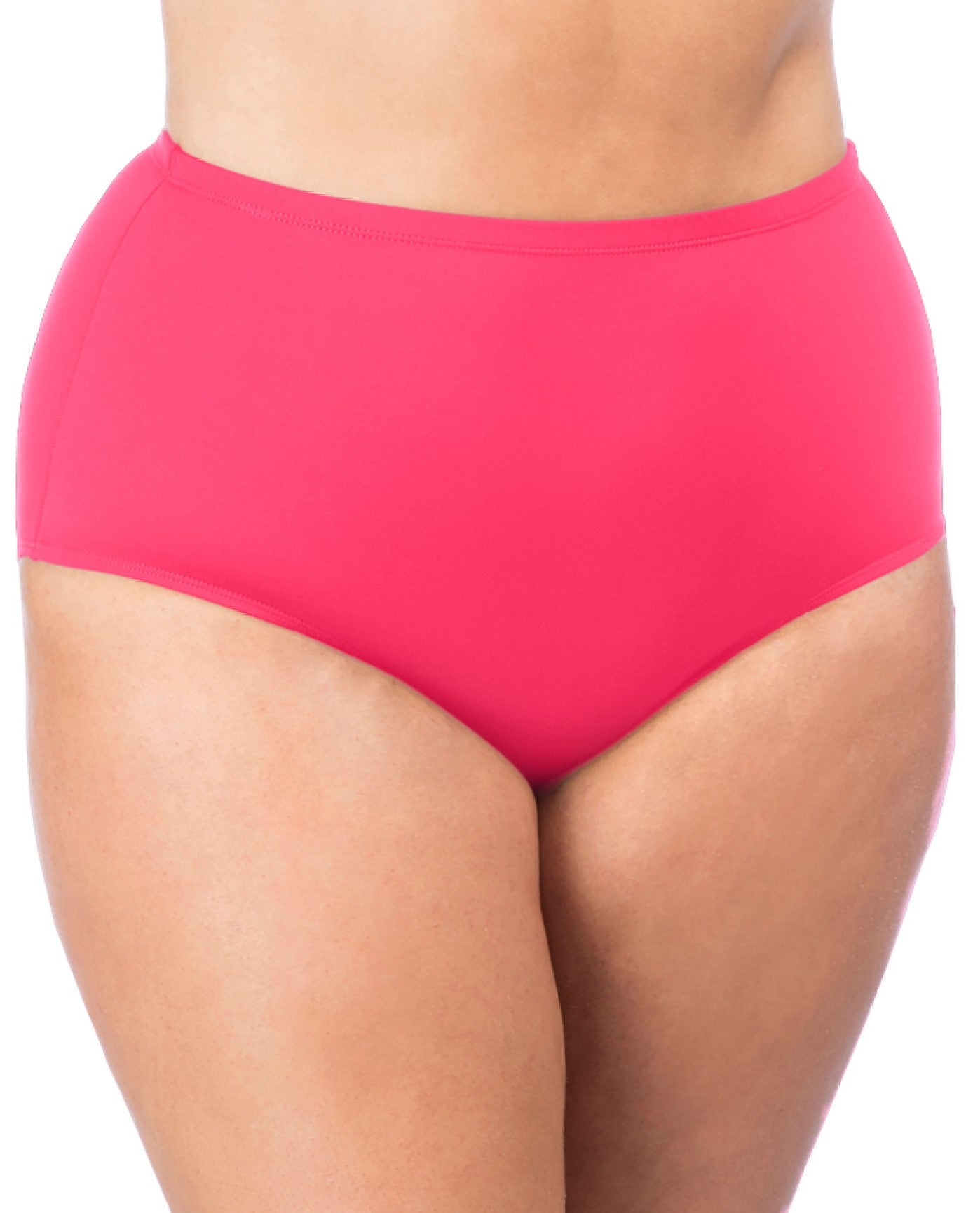 Front View of La Blanca Pink Plus Size Classic Brief Swim Bottom | LAB-PINK