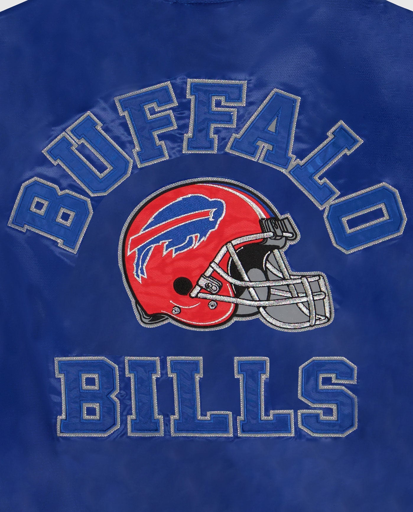 Detail View of Starter Blue Buffalo Bills Varsity Satin Full-Snap Starter Jacket | STR BUFFALO BILLS BLUE