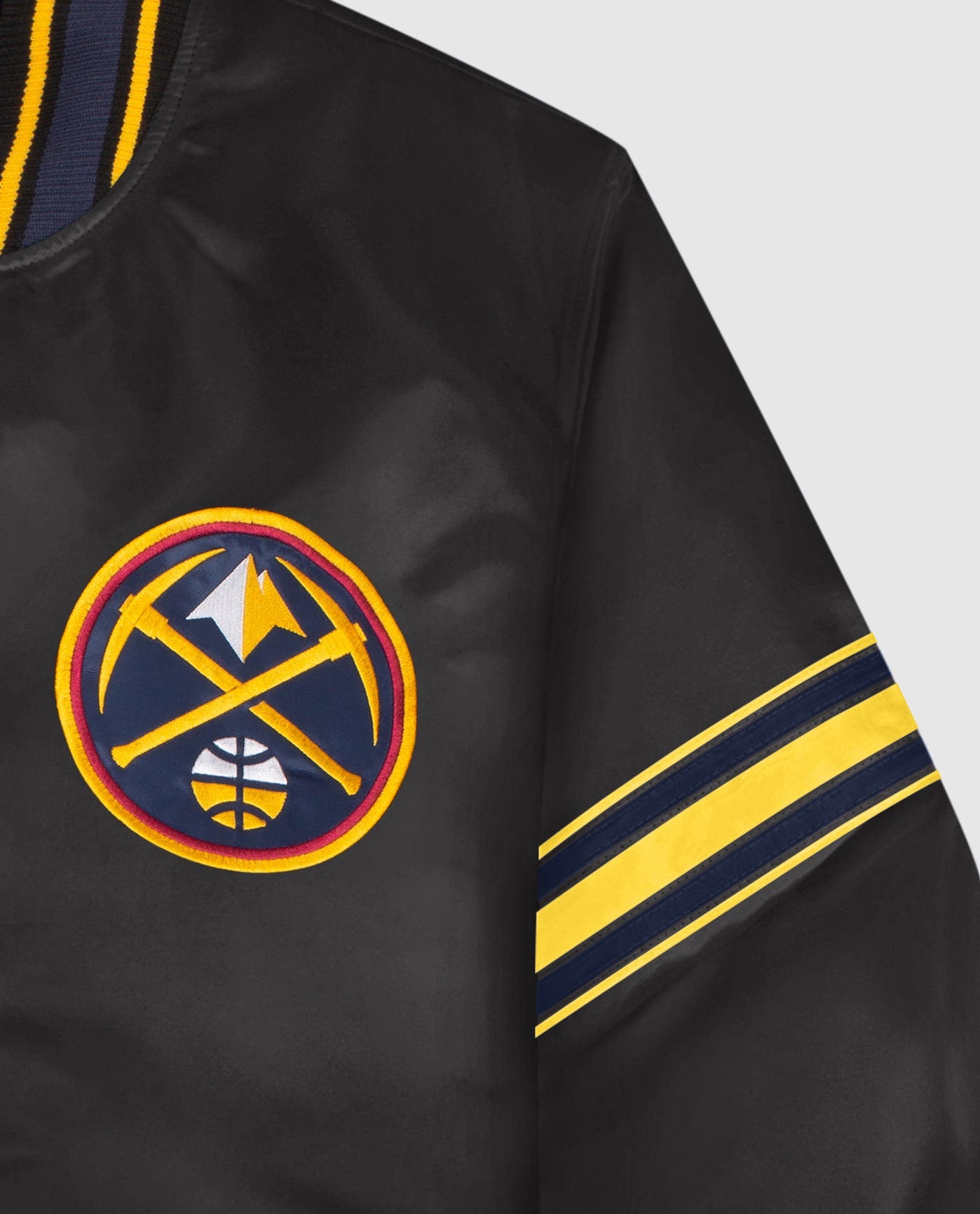 Alternate Detail View of Starter Black Denver Nuggets Satin Full-Snap Starter Jacket | STR DENVER NUGGETS BLACK