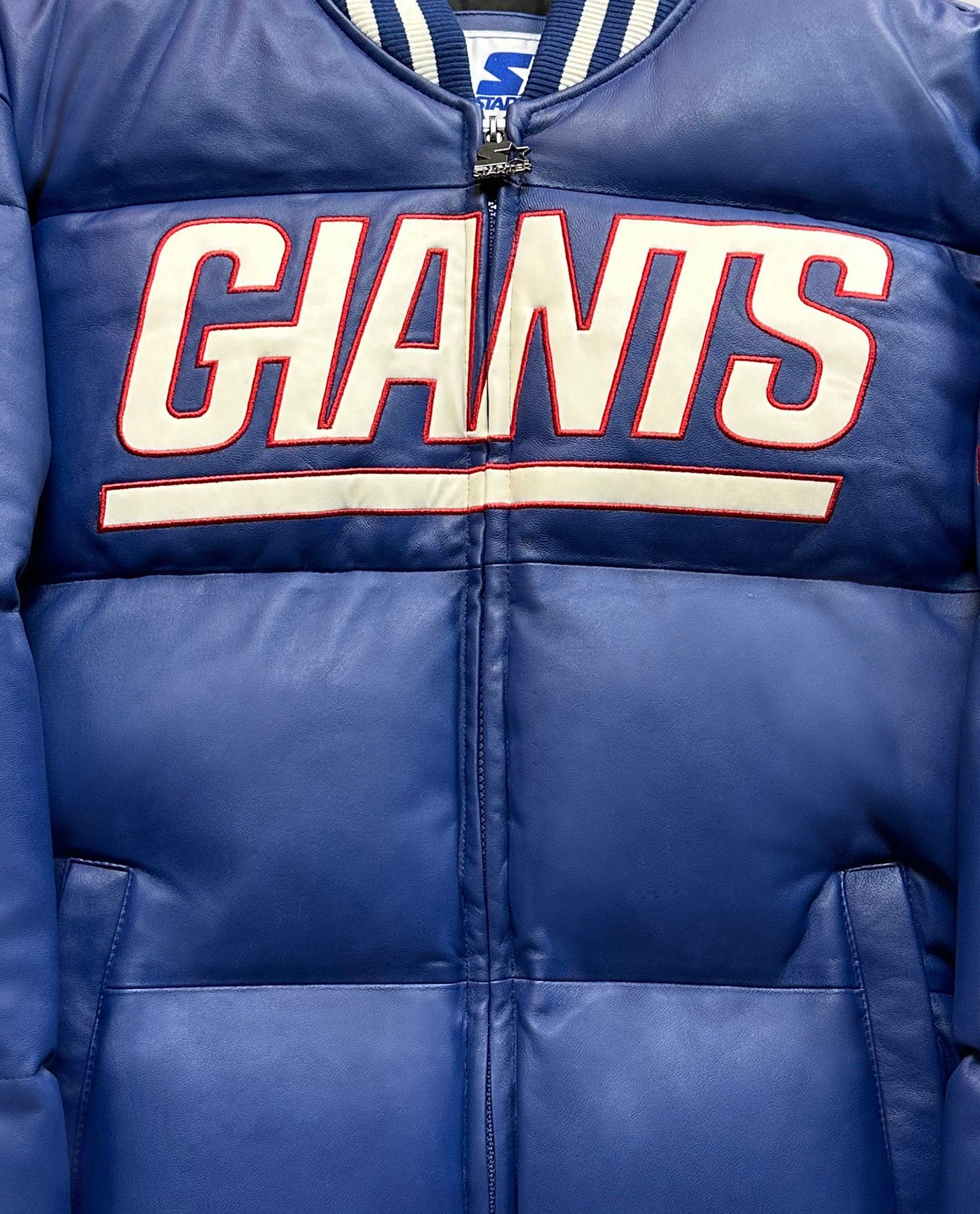 Alternate Detail View of Starter Blue New York Giants Bronx Bubble Starter Leather Puffer Jacket | STR NEW YORK GIANTS BLUE