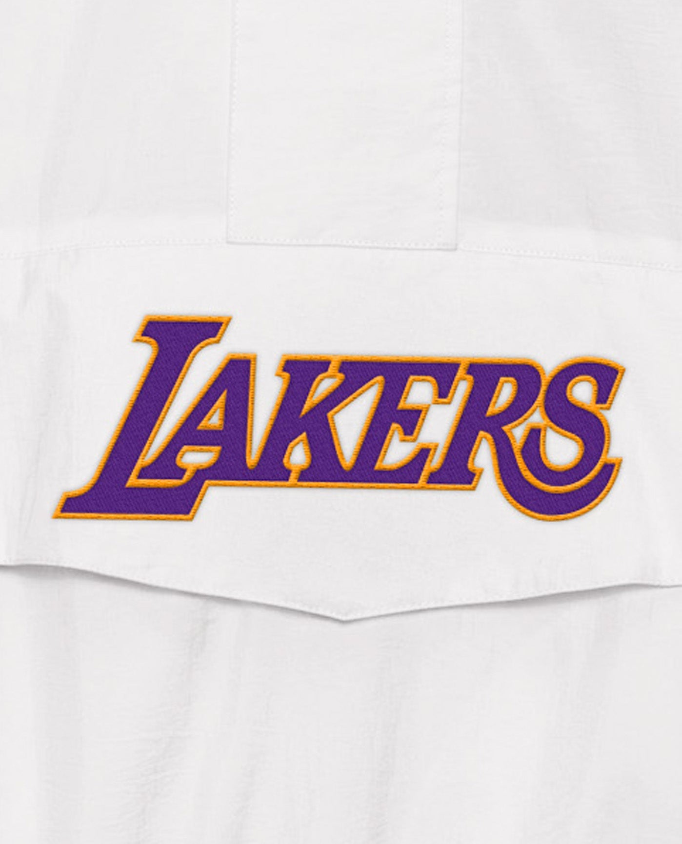 Detail View of Starter White Los Angeles Lakers Home Team Half-Zip Starter Jacket | STR LOS ANGELES LAKERS WHITE
