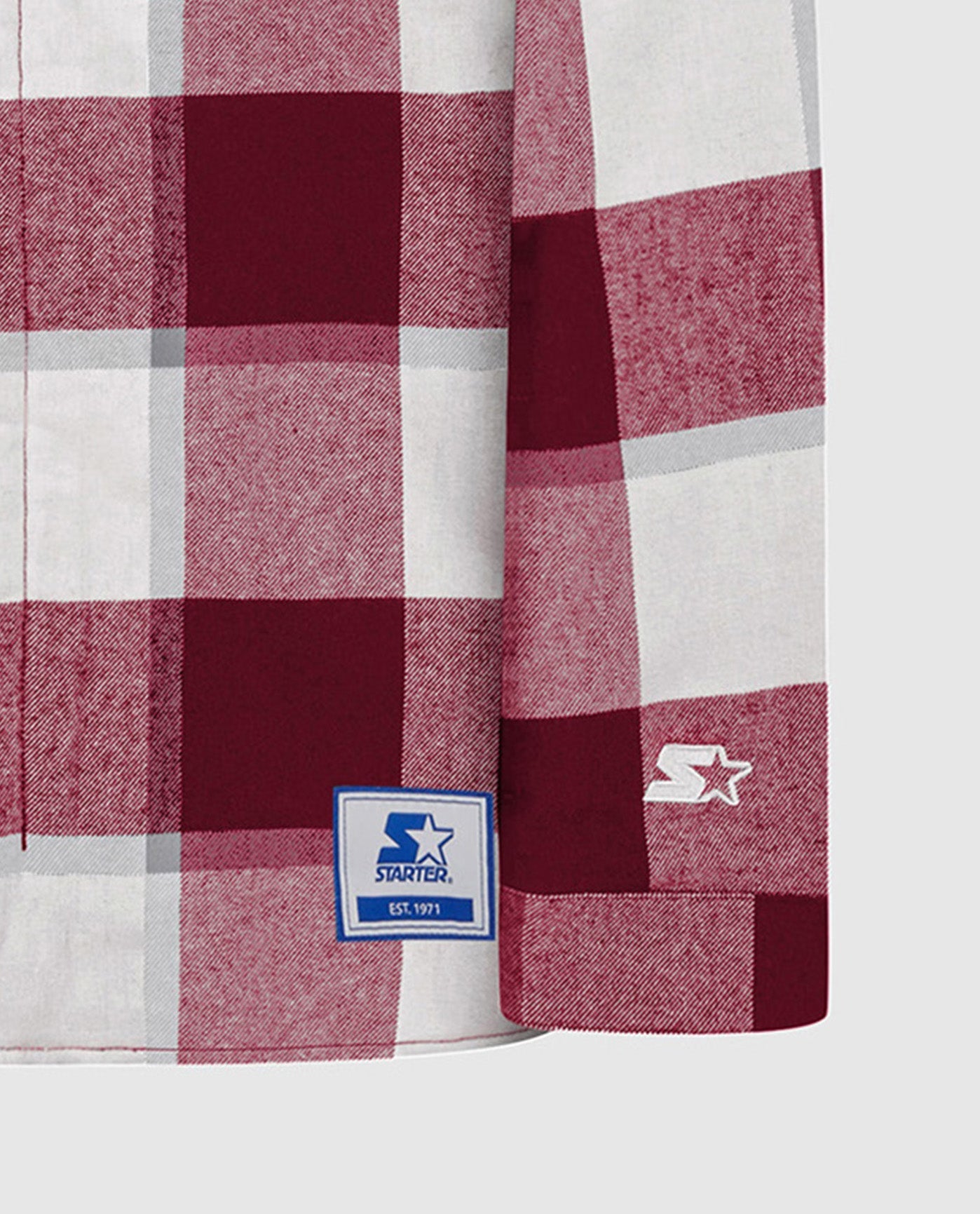 Detail View of Starter Red San Francisco 49Ers The Big Joe Sherpa Lined Plaid Starter Jacket | STR SAN FRANCISCO 49ERS RED