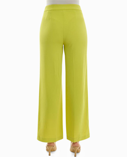 Back View Of Nicole Miller Claire Stretch Crepe Wide Leg Pants | NM CITRINE