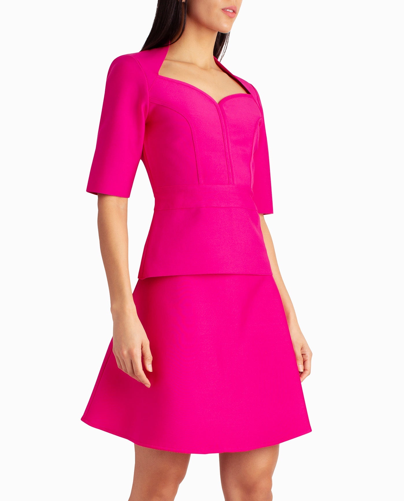 Side View View Of Nicole Miller Lucy Knit Sweetheart Top | NM PRECIOUS PINK