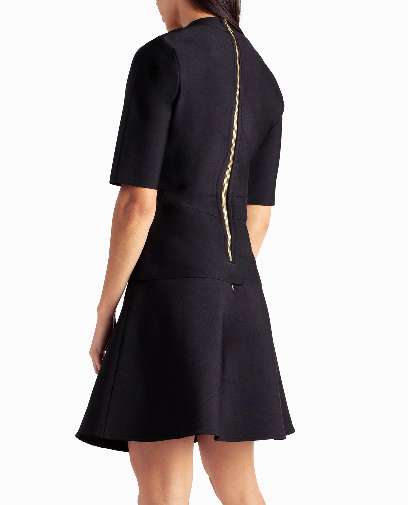 Back View Of Nicole Miller Lucy Knit Sweetheart Top | NM VERY BLACK