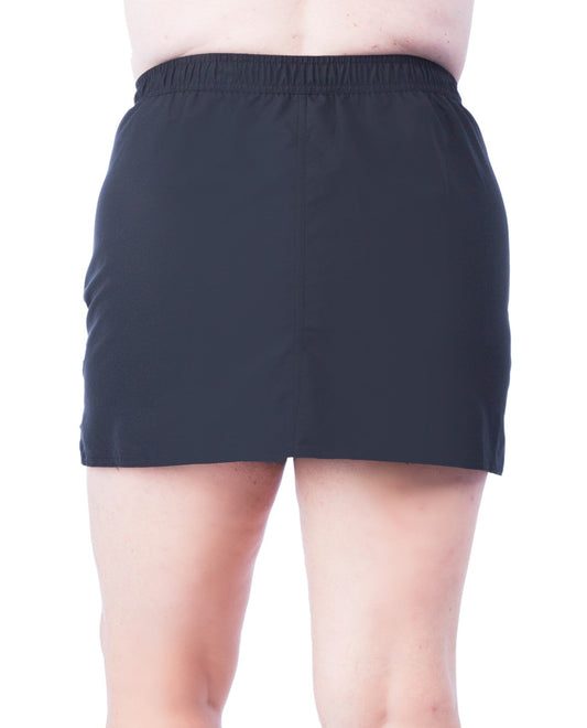 Back View of Maxine Of Hollywood Black Woven Plus Size Swim Board Skirt |  MAX BLACK