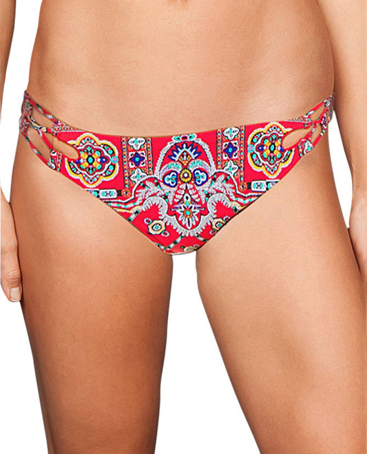 Front View of Nanette Lepore Pretty Tough Moderate Bikini Bottom | NNL RED