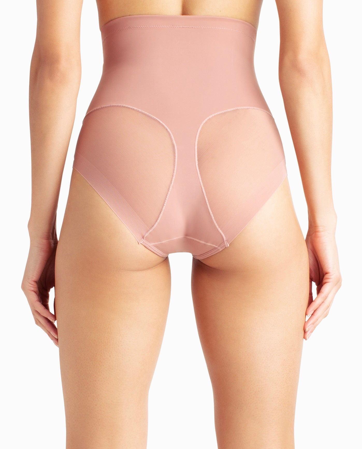 Back View Of Nicole Miller 2-Pack Scuba Shaping Briefs | NM BLACK AND CAFÉ LATTE