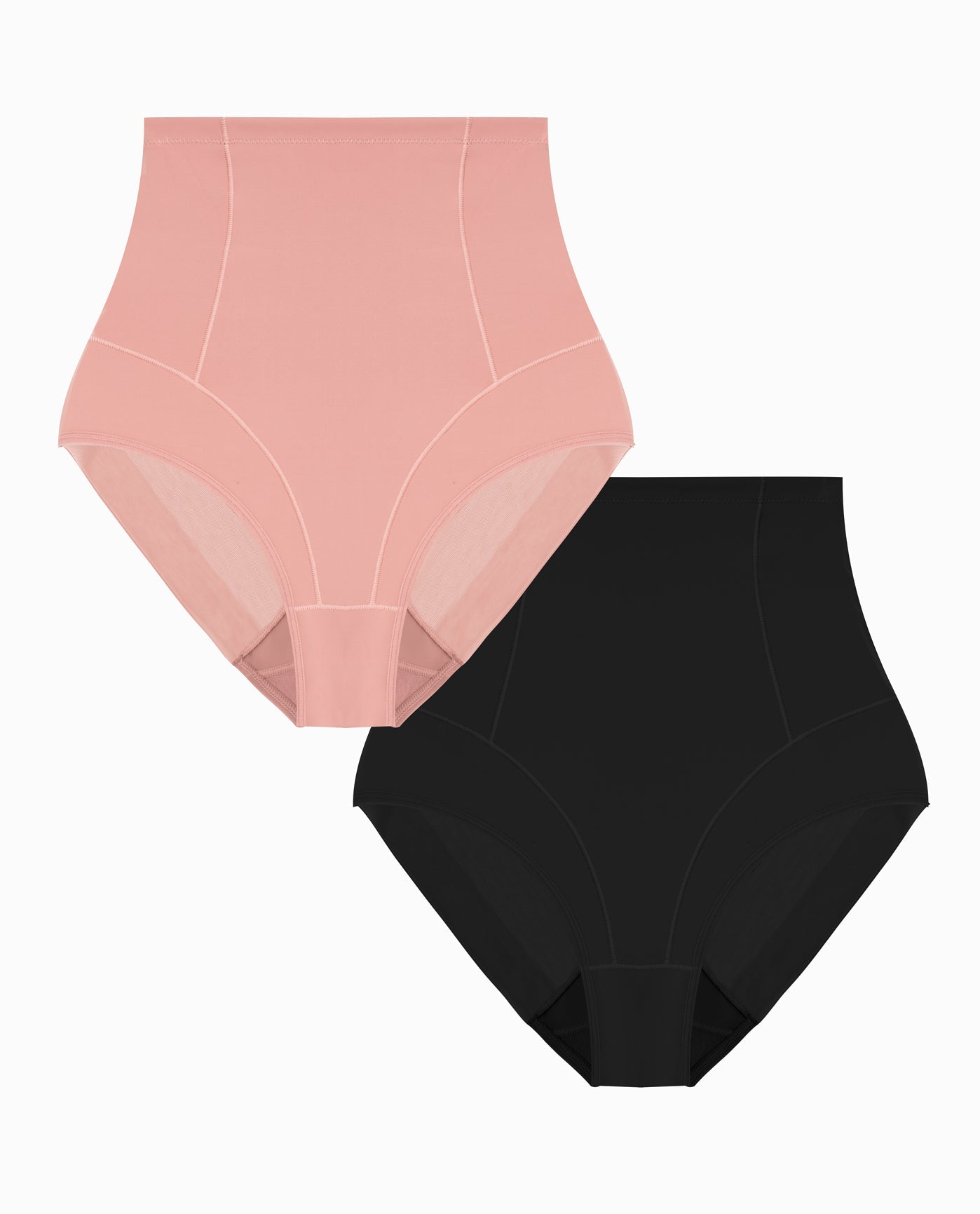 Alternate Front View Of Nicole Miller 2-Pack Scuba Shaping Briefs | NM BLACK AND CAFÉ LATTE