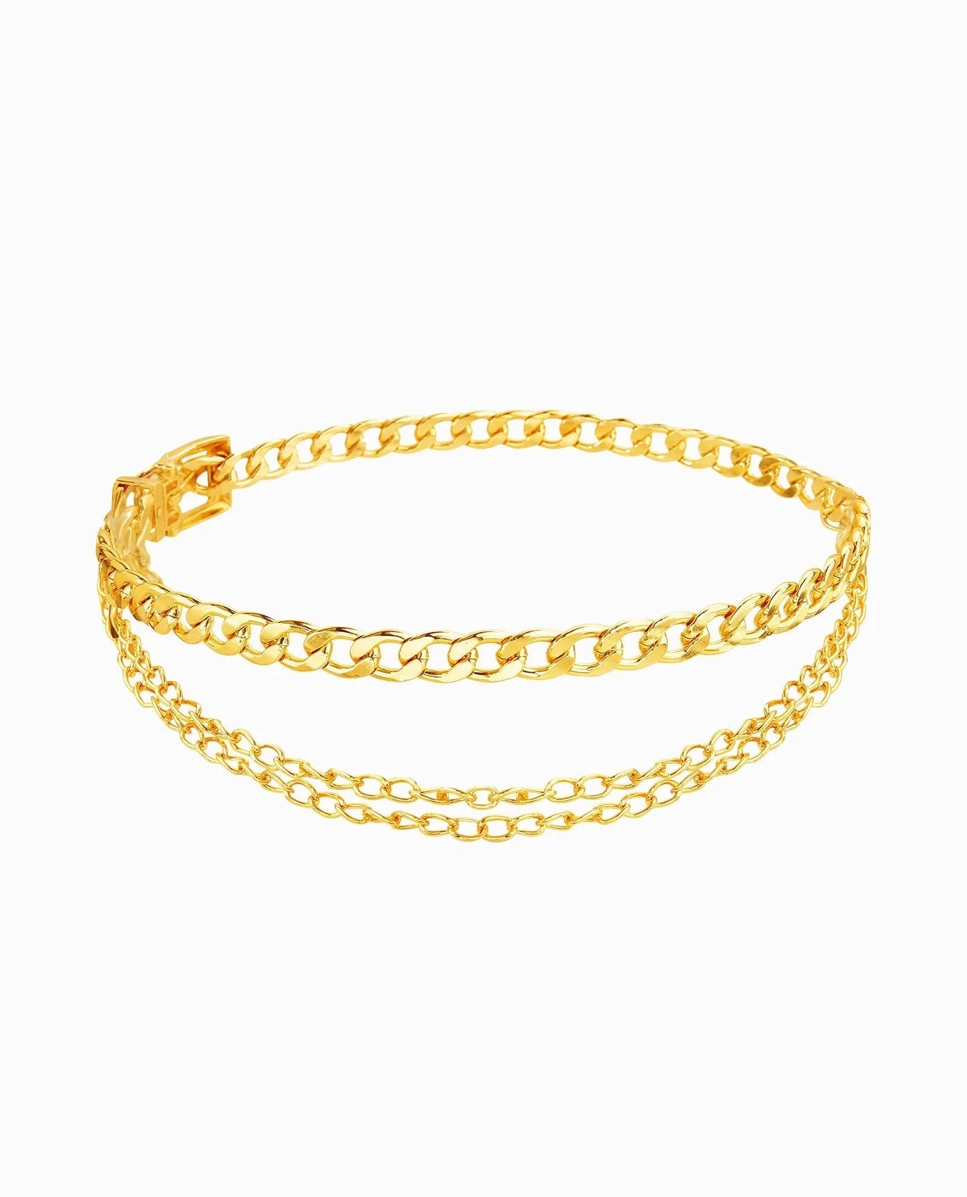 Front View Of Nicole Miller Layered Link Chain Belt | NM GOLD