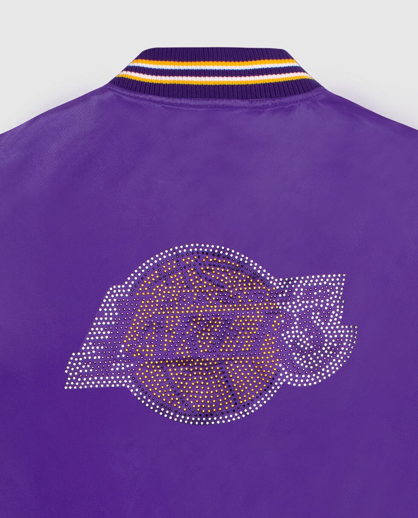 Detail View of Starter Purple Womens Los Angeles Lakers Satin Full-Snap Starter Jacket | STR LOS ANGELES LAKERS PURPLE