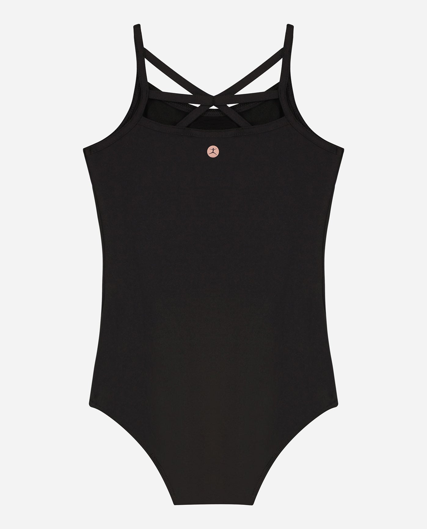 Back View Of Danskin Black Girls Basic Cami Tank Dance Leotard | DSK BLACK