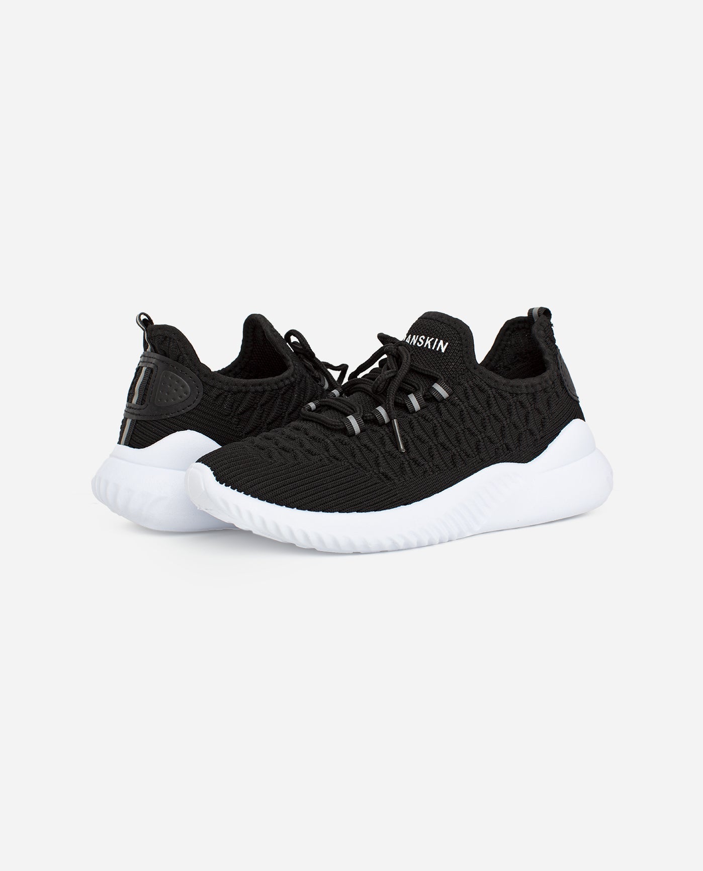 Front View of Danskin Black Stunt Lace Up Sneaker | DSK BLACK
