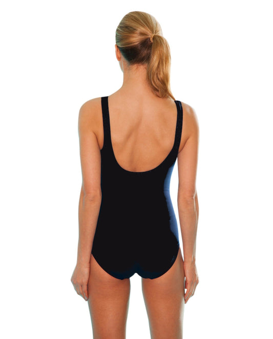 Back View of Tyr Stirling Grey Chlorine Resistant Durafast Elite One Piece Swimsuit | TYR STIRLING GREY