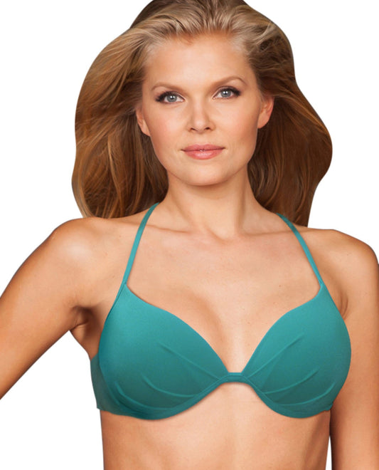 Front View of Zali Peacock Underwire Halter Tie Back Bikini Top | ZAL PEACOCK
