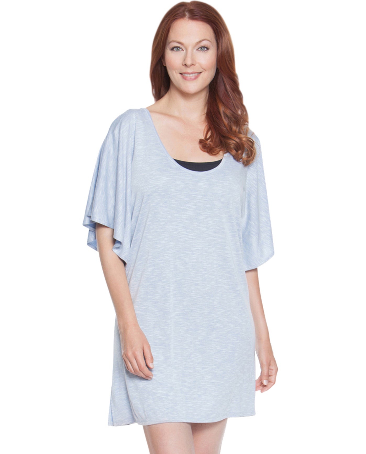 Front View Of Dotti Cabana Flutter Tunic | DOT CALLING BLUE