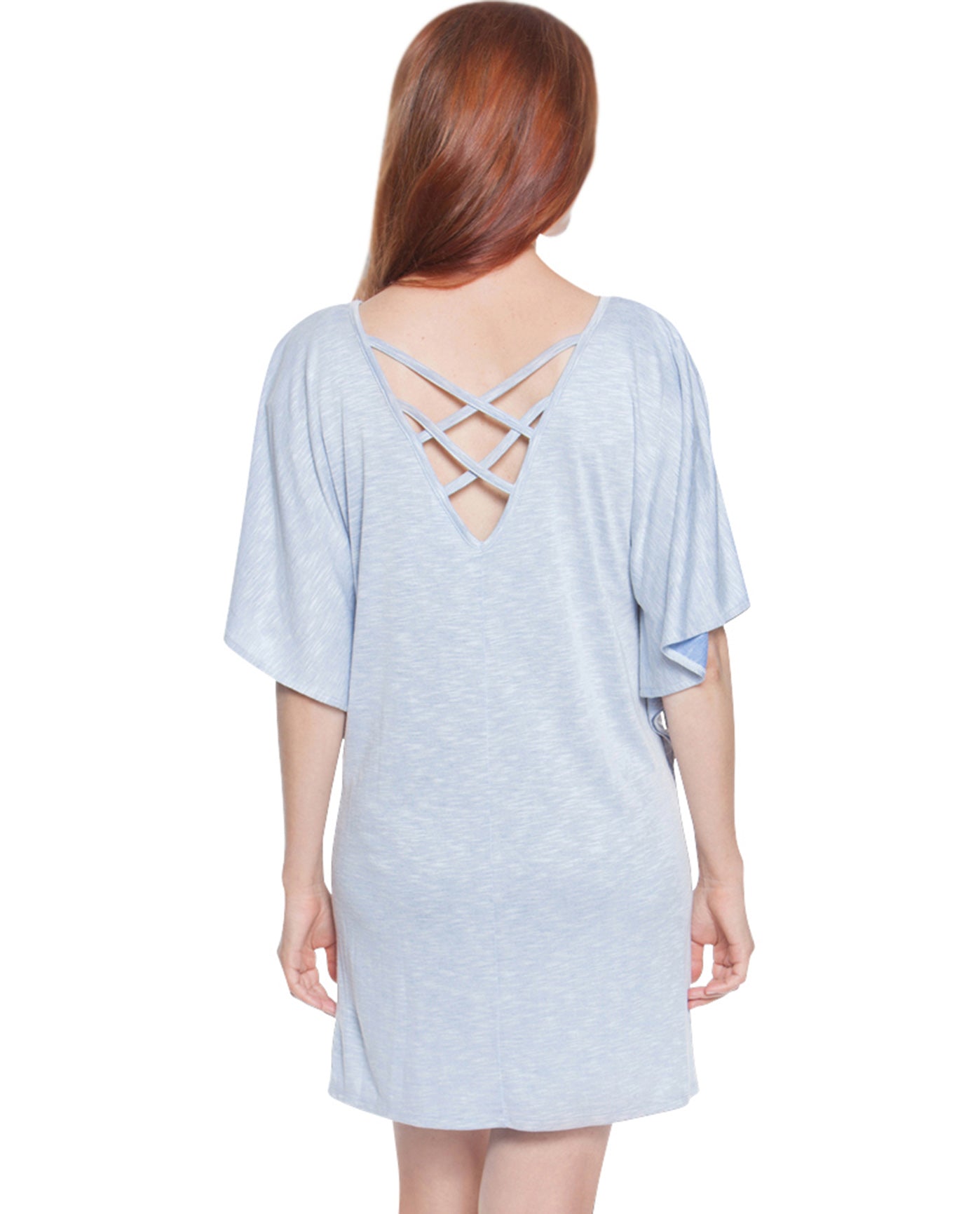 Back View Of Dotti Cabana Flutter Tunic | DOT CALLING BLUE