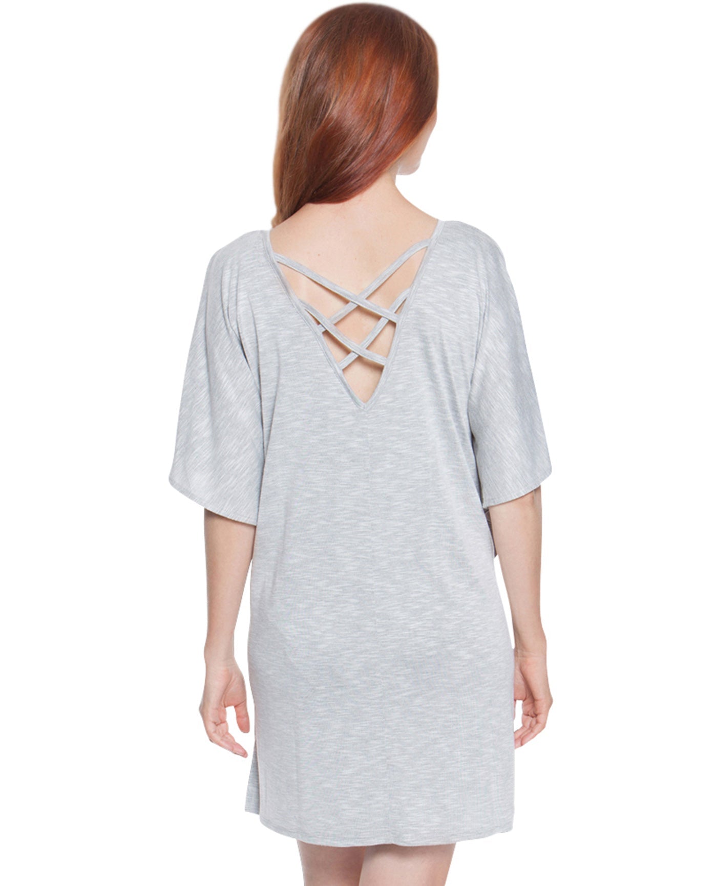 Back View Of Dotti Cabana Flutter Tunic | DOT CALLING CHARCOAL