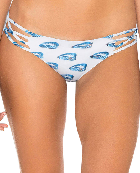 Front View Of Stone Fox Swim Gypsy Braided Cheeky Bikini Bottom | SFS CONCH SHELL