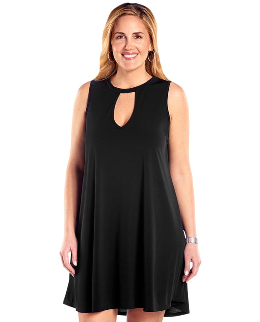 Front View Of Always For Me Black Plus Size Keyhole Dress | AFM BLACK