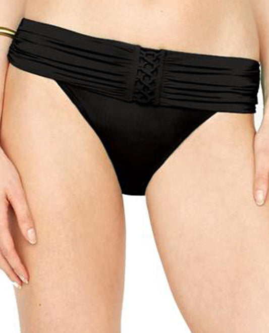 Back View Of Gottex Landscape Black Lace Up Medium Rise Bikini Bottom | GOT Black