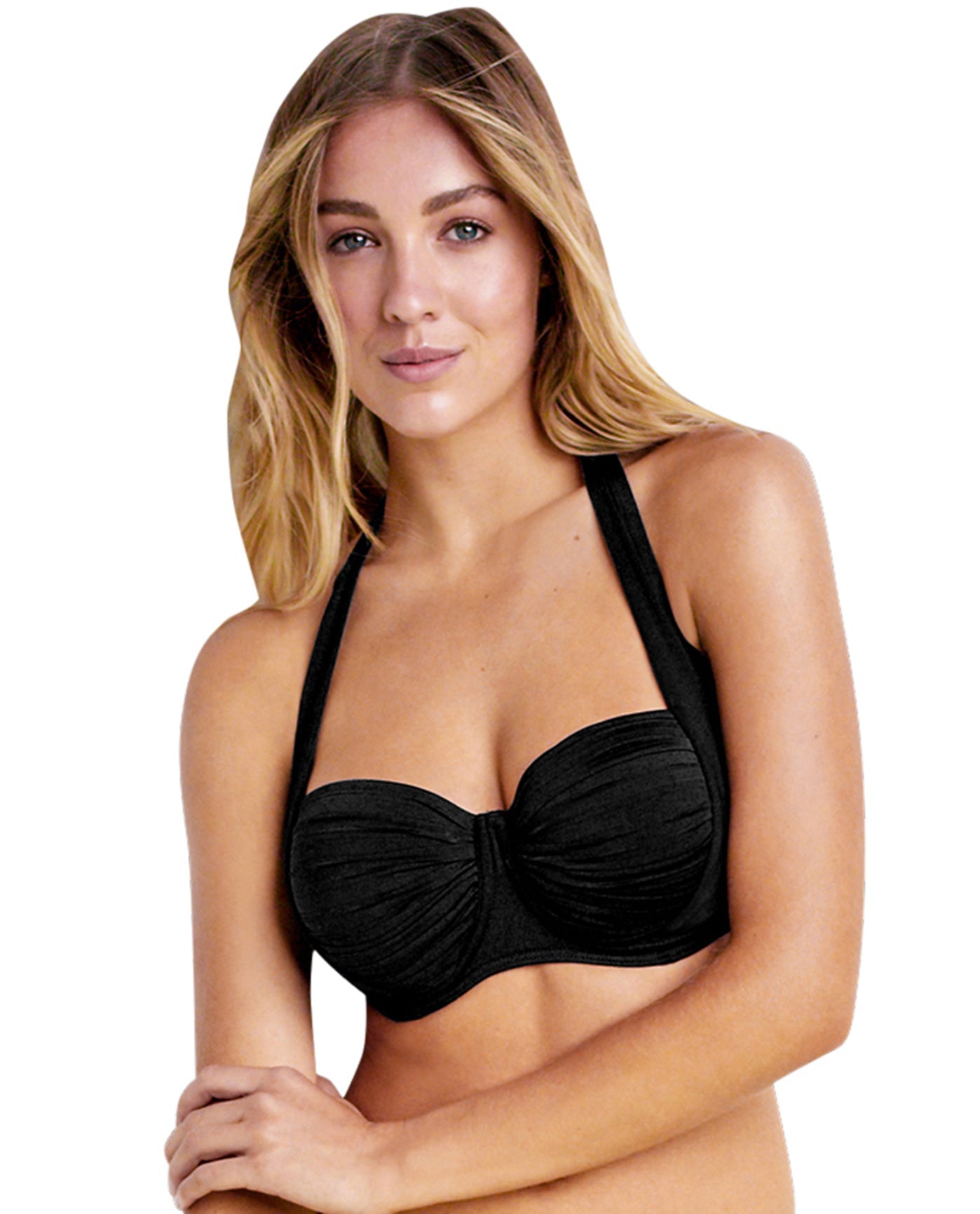 Front View Of Seafolly Black DD-Cup Underwire Convertible Bikini Top | SEA BLACK