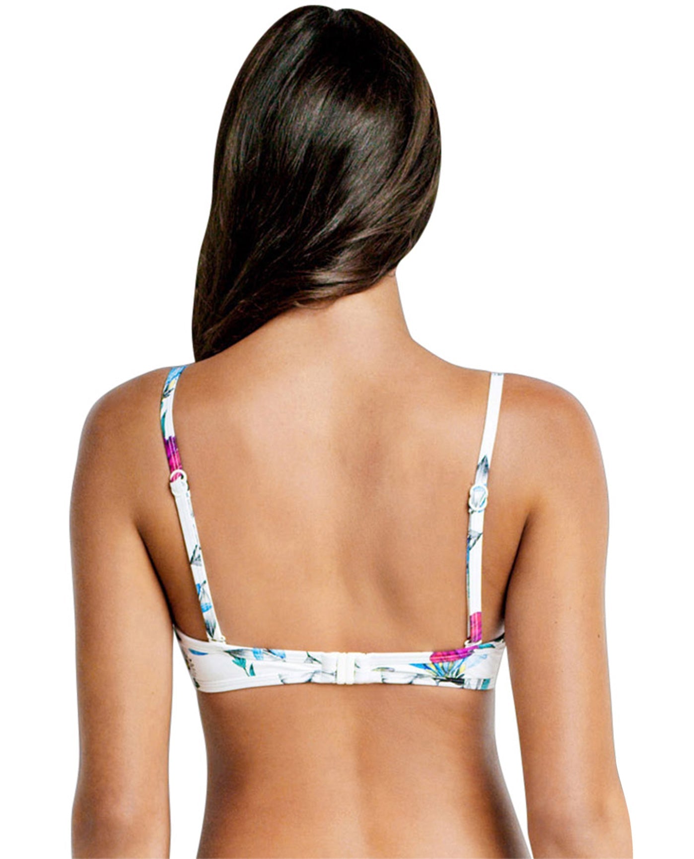 Back View Of Seafolly Flower Festival Tie Front Bralette Bikini Top | SEA FLOWER FESTIVAL WHITE