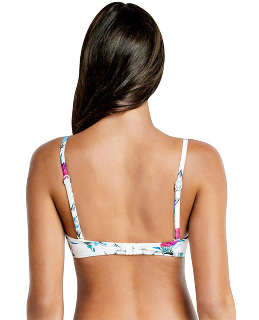 Back View Of Seafolly Flower Festival Tie Front Bralette Bikini Top | SEA FLOWER FESTIVAL WHITE