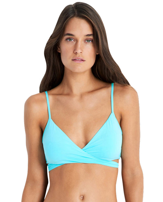 Front View Of Seafolly Iceberg Wrap Front Bralette Bikini Top | SEA ICE BLUE