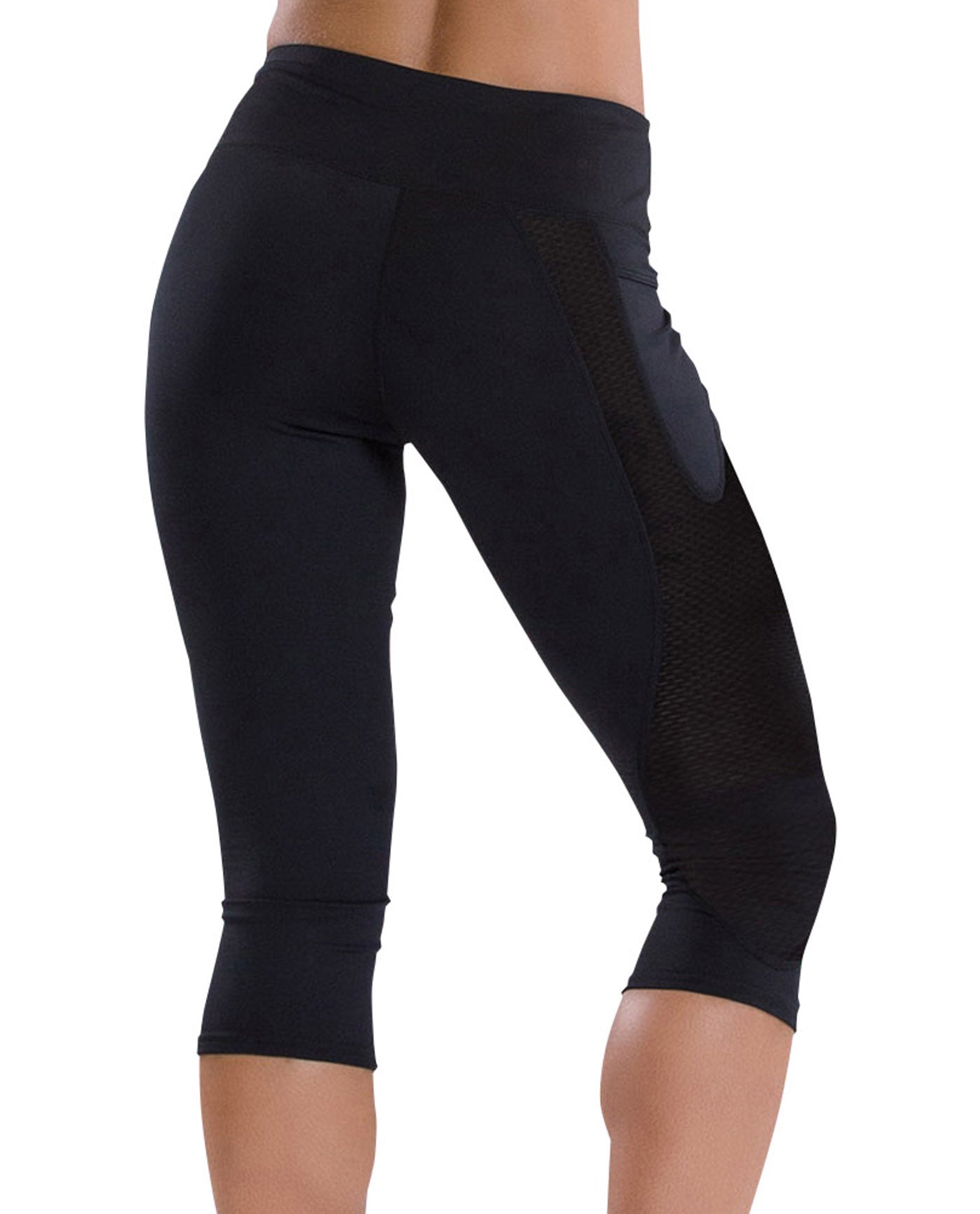 Back View Of TLF Apparel Prima Black Moonlit Capri | TLF BLACK