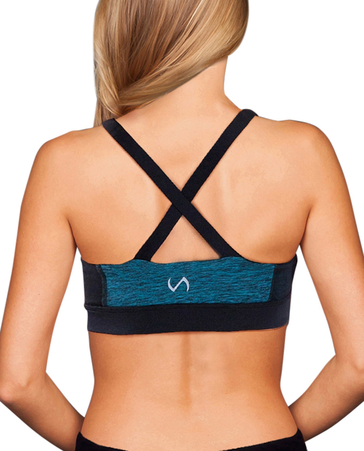 Back View Of TLF Apparel Prima Black Strappy Devant Low Impact Bra | TLF JADE