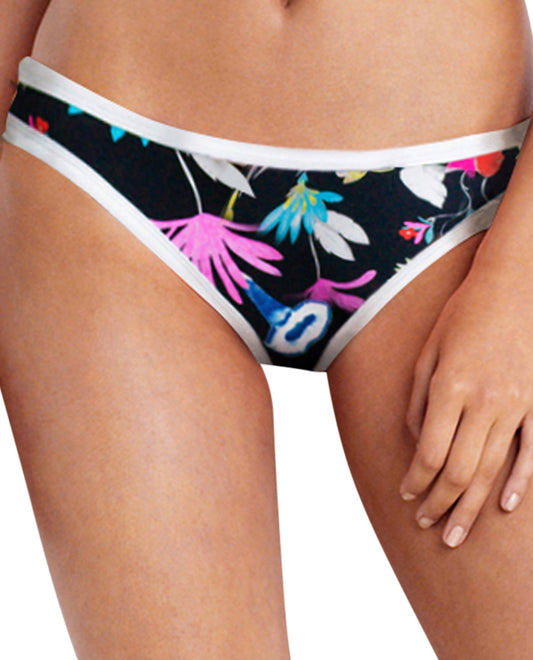 Front View Of Seafolly Flower Festival Scuba Hipster Bikini Bottom | SEA FLOWER FESTIVAL BLACK
