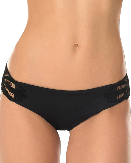 Front View Of Becca by Rebecca Virtue Sunburst Crochet Tab Side Hipster Bikini Bottom | BEC Sunburst