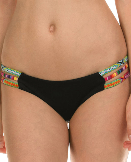 Front View Of Isabella Rose Besties Tahiti Cheeky Bikini Bottom | ISA Black