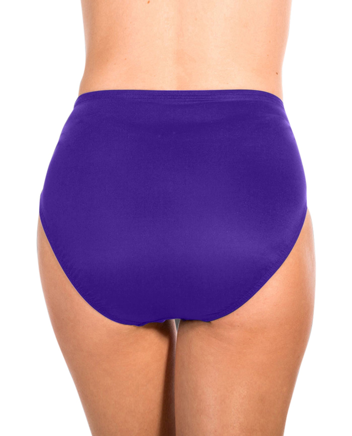 Back View Of Miraclesuit Black Classic Brief Swim Bottom | MIR Purple