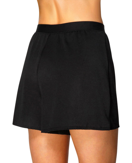Back View Of Miraclesuit Black Loose Swim Shorts | MIR Black