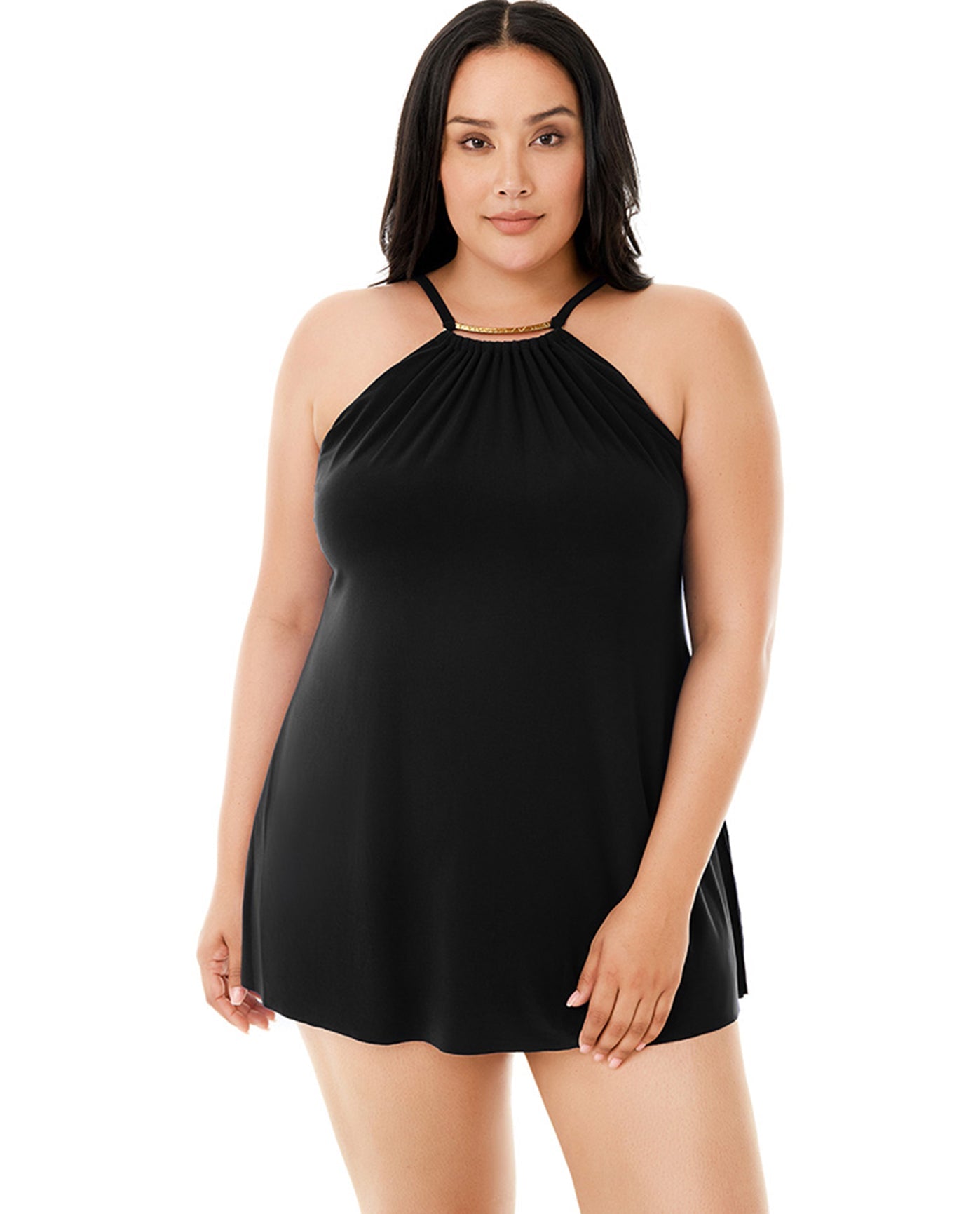 Alt View Of Magicsuit Black Plus Size Parker Underwire Swimdress | MAG BLACK