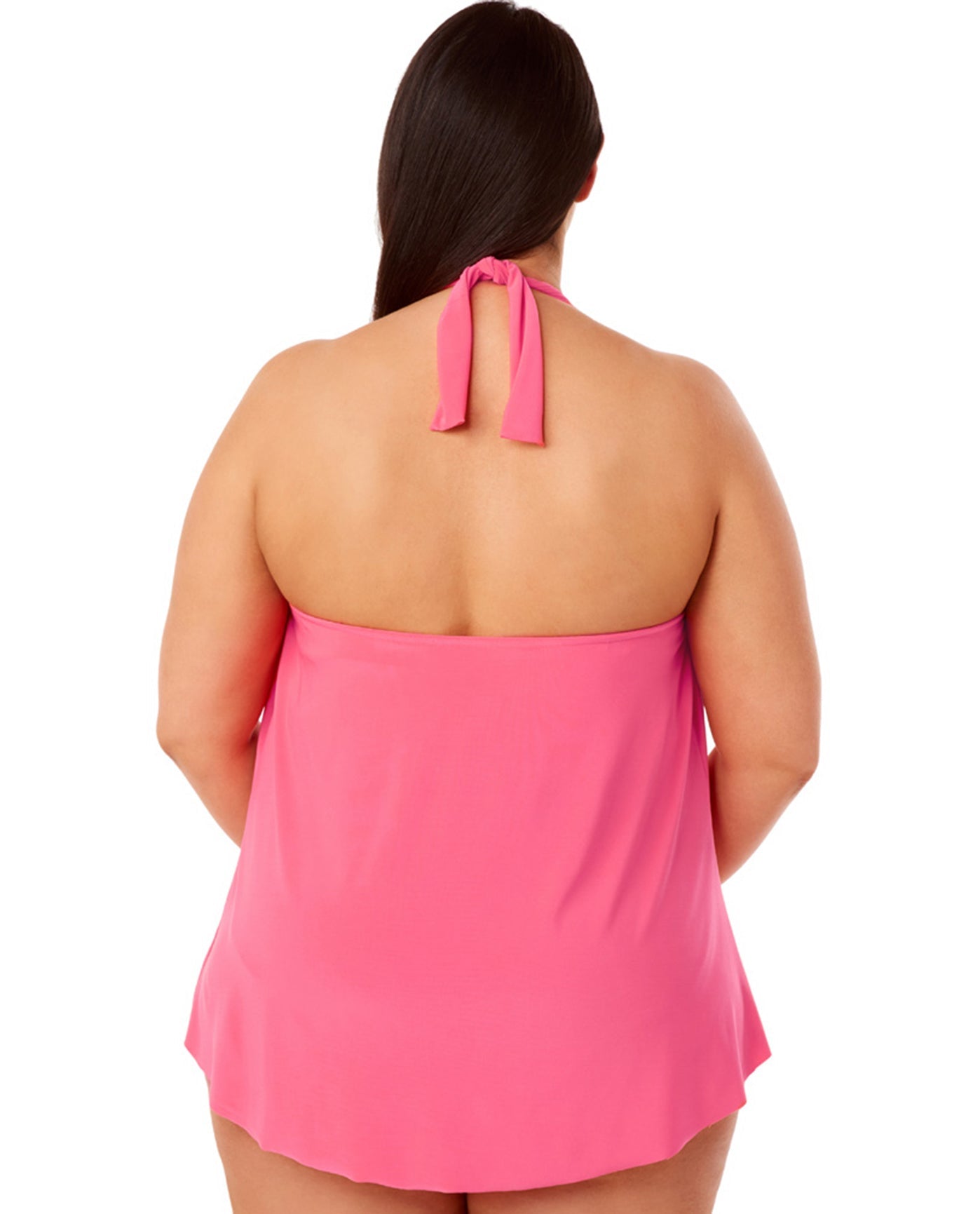 Back View Of Magicsuit Black Plus Size Sophie Halter Cowl Neck Underwire Tankini Top | MAG Watermelon