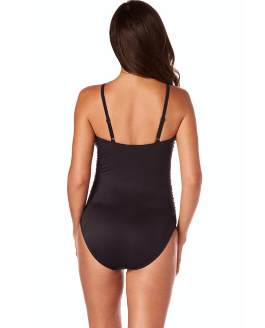 Back View Of Magicsuit Black Isabel Ruffle Underwire One Piece Swimsuit | MAG Black