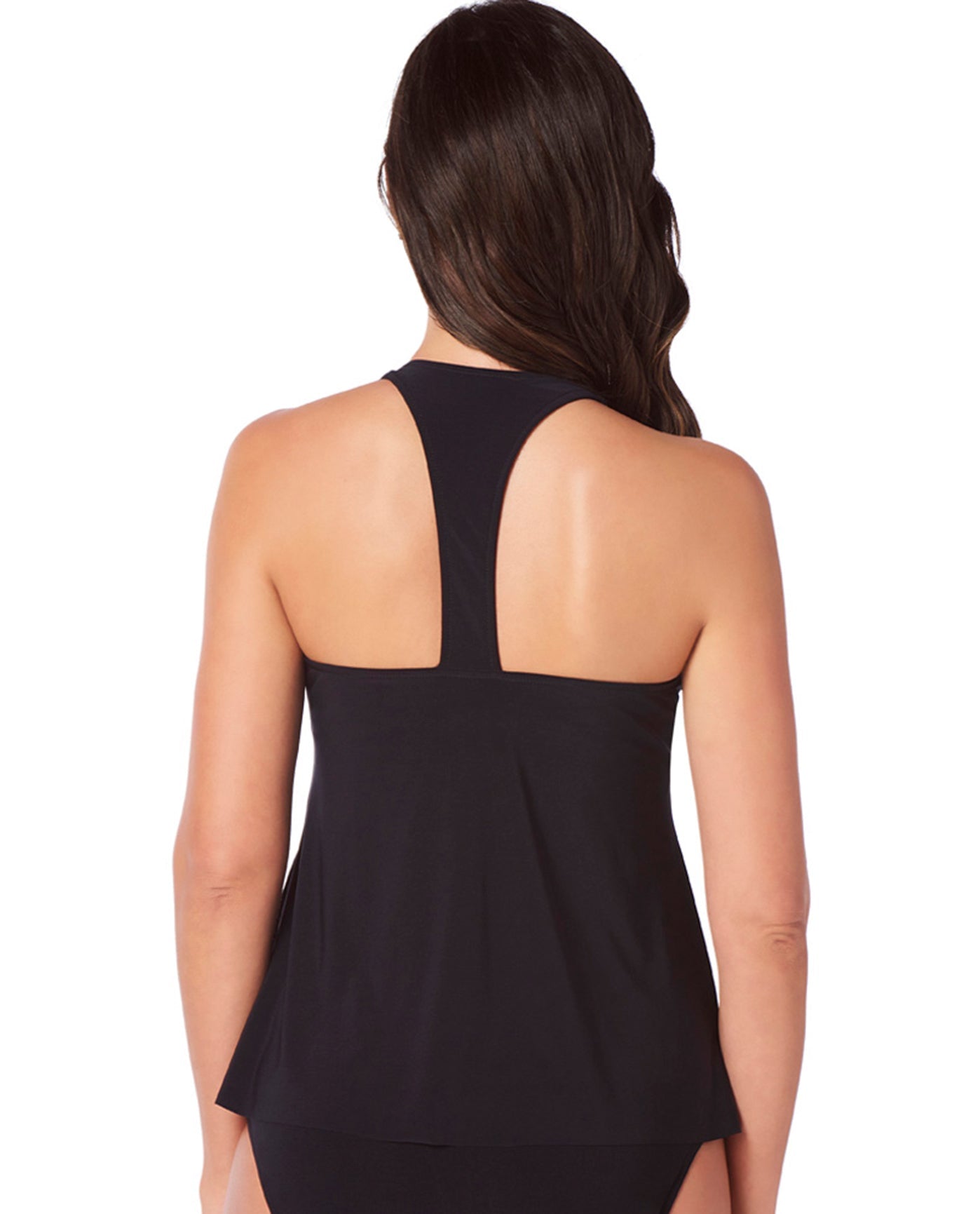 Back View Of Magicsuit Black DD-Cup Taylor Racerback Underwire Tankini Top | MAG Black