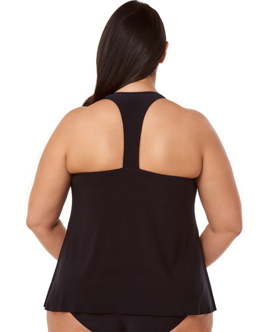 Back View Of Magicsuit Black Plus Size Taylor Racerback Underwire Tankini Top | MAG Black