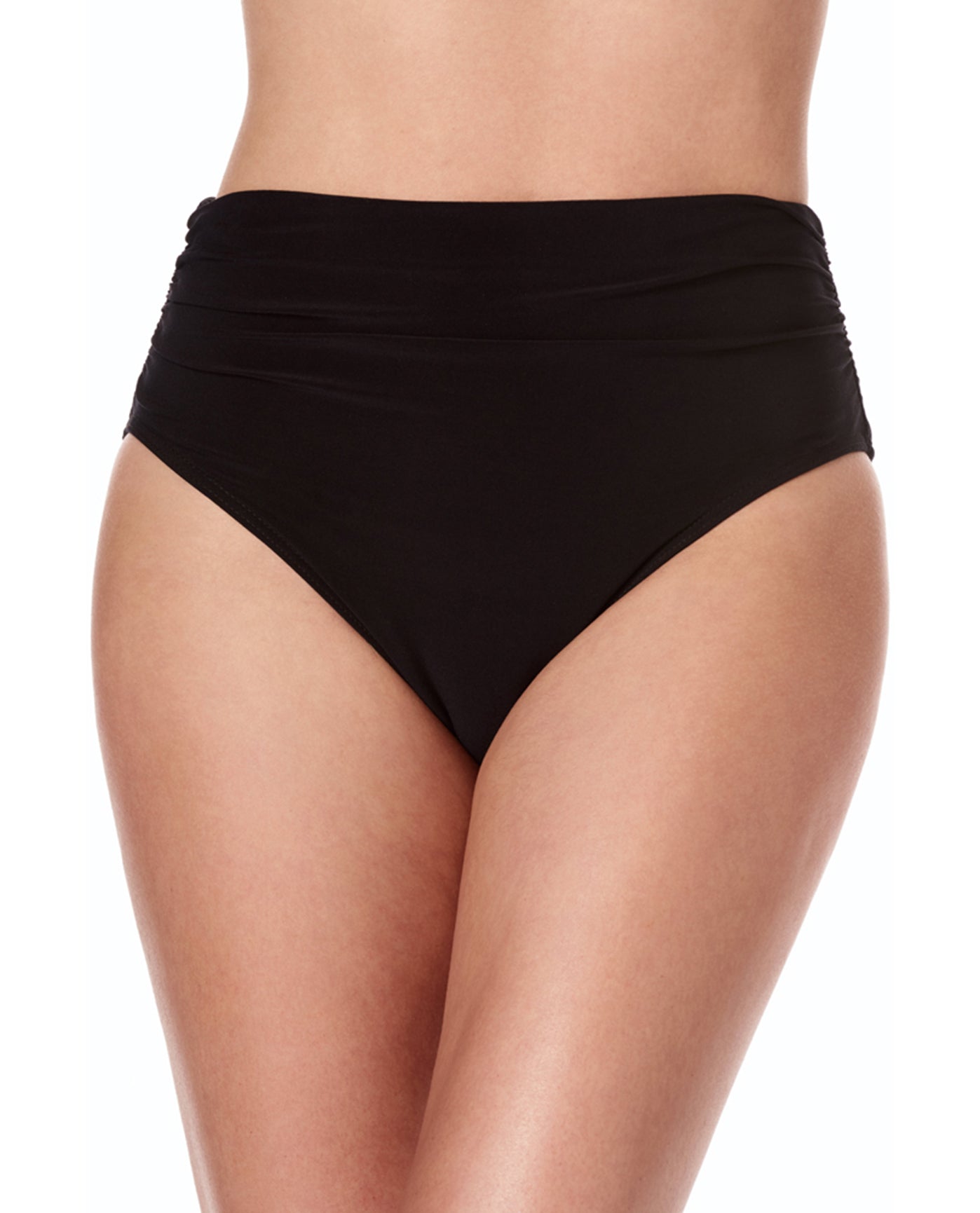 Front View Of Magicsuit Midnight Blue Jersey Brief Shirred Tankini Bottom | MAG Black
