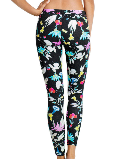 Back View Of Seafolly Flower Festival Scuba Legging | SEA FLOWER FESTIVAL BLACK