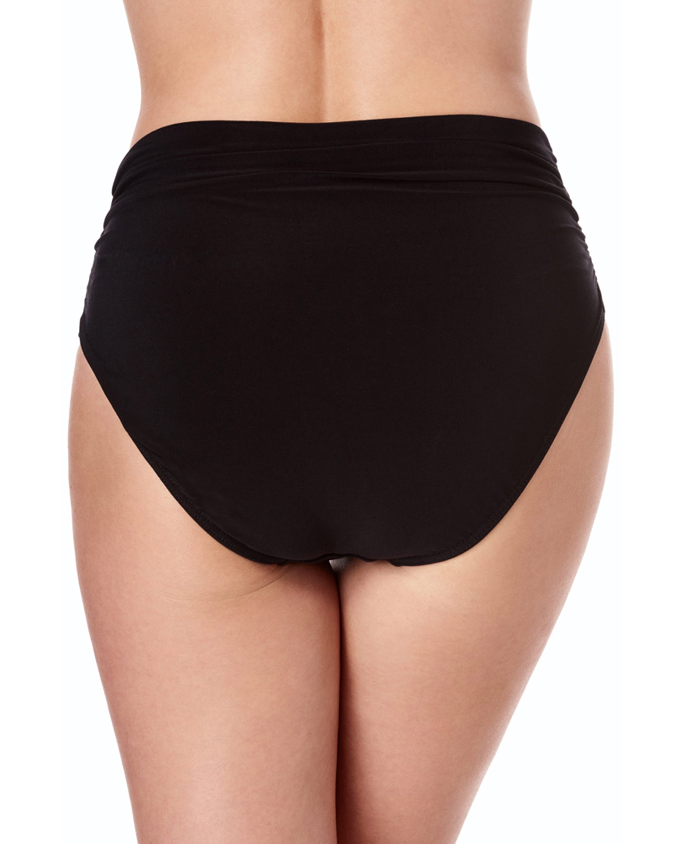 Back View Of Magicsuit Black Jersey Shirred Tankini Bottom | MAG Black