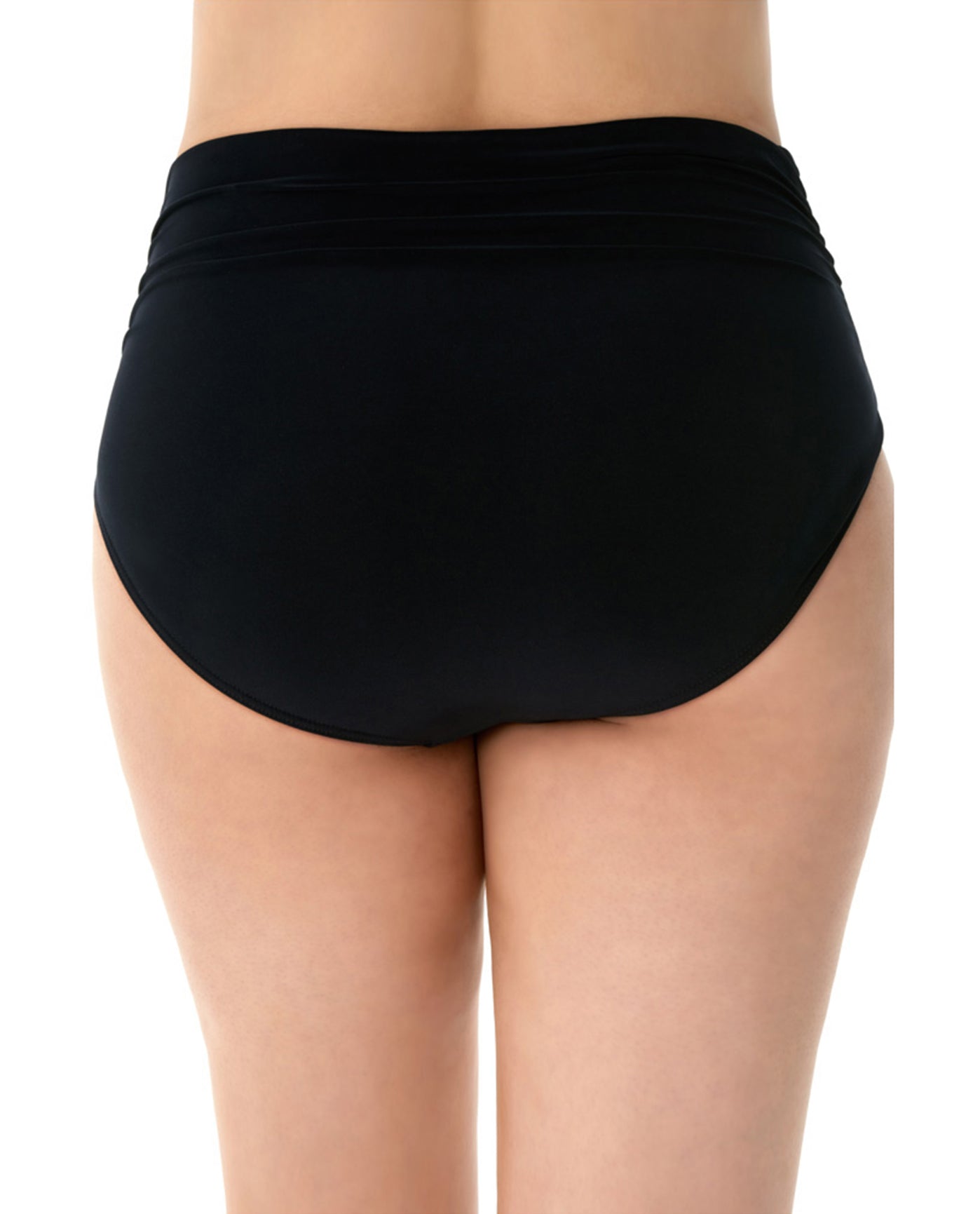 Back View Of Magicsuit Black Plus Size Jersey Shirred Tankini Bottom | MAG Black