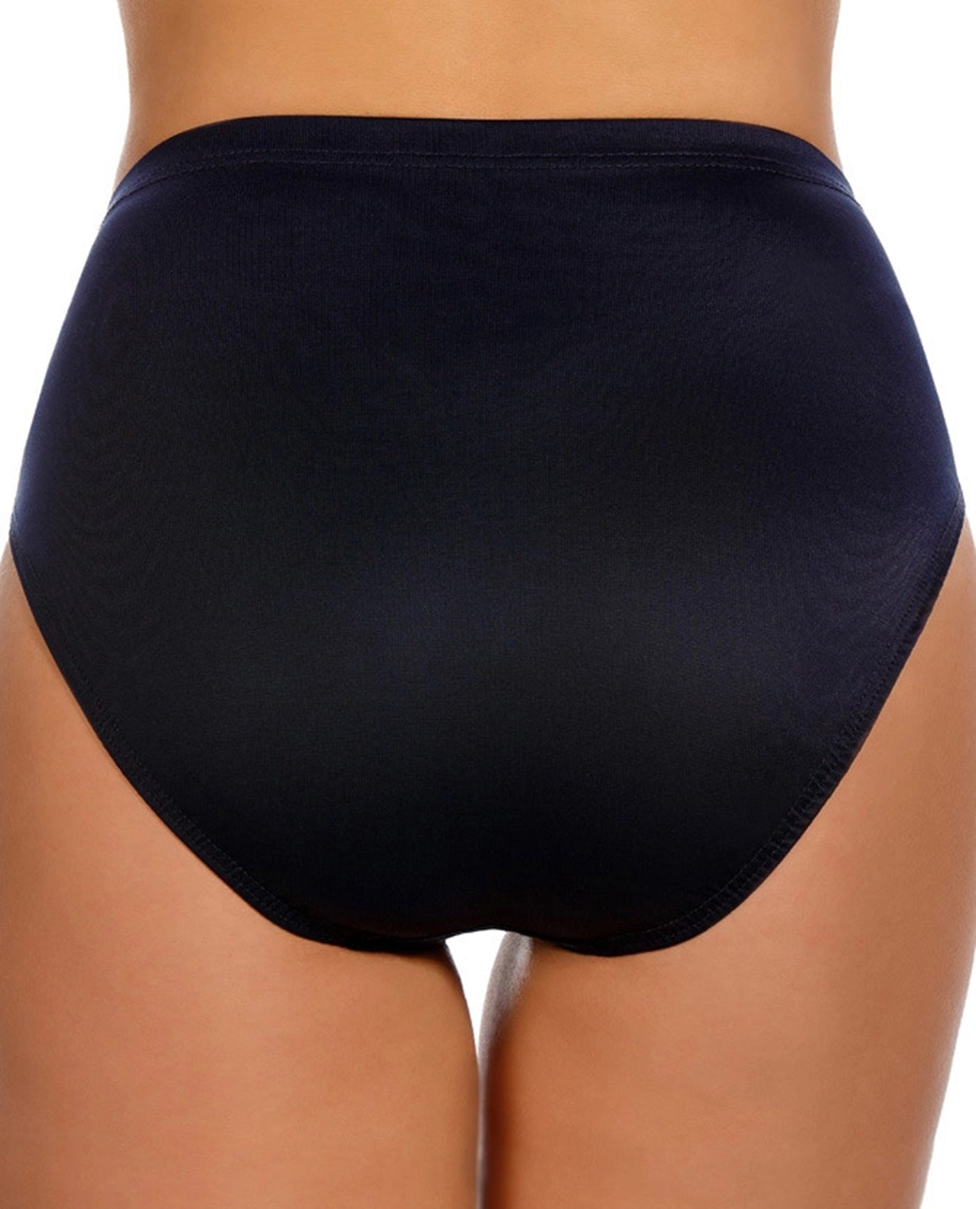 Back View Of Miraclesuit Black Classic Brief Tankini Bottom | MIR Midnight Blue